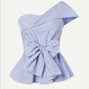 One shoulder bow peplum top